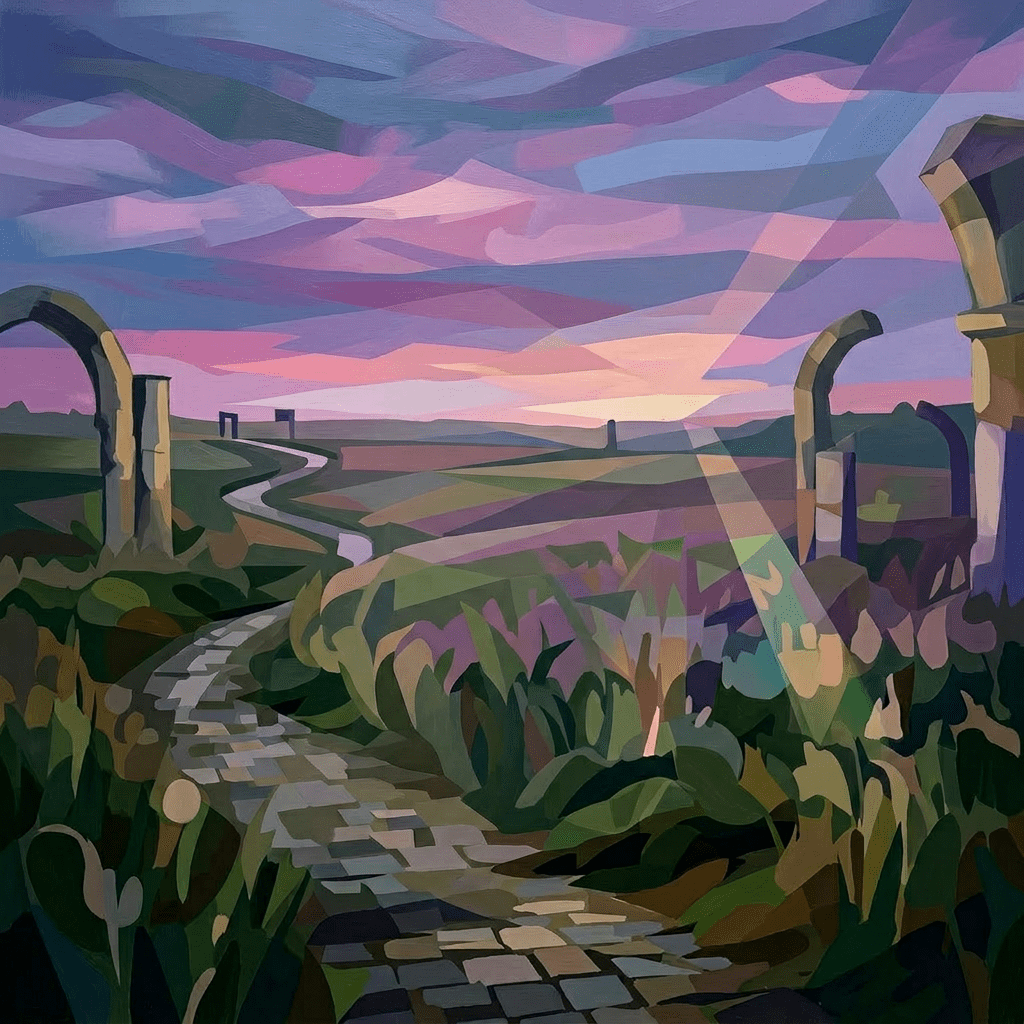 Woman reaching for a glowing orb with words floating inside it outdoors